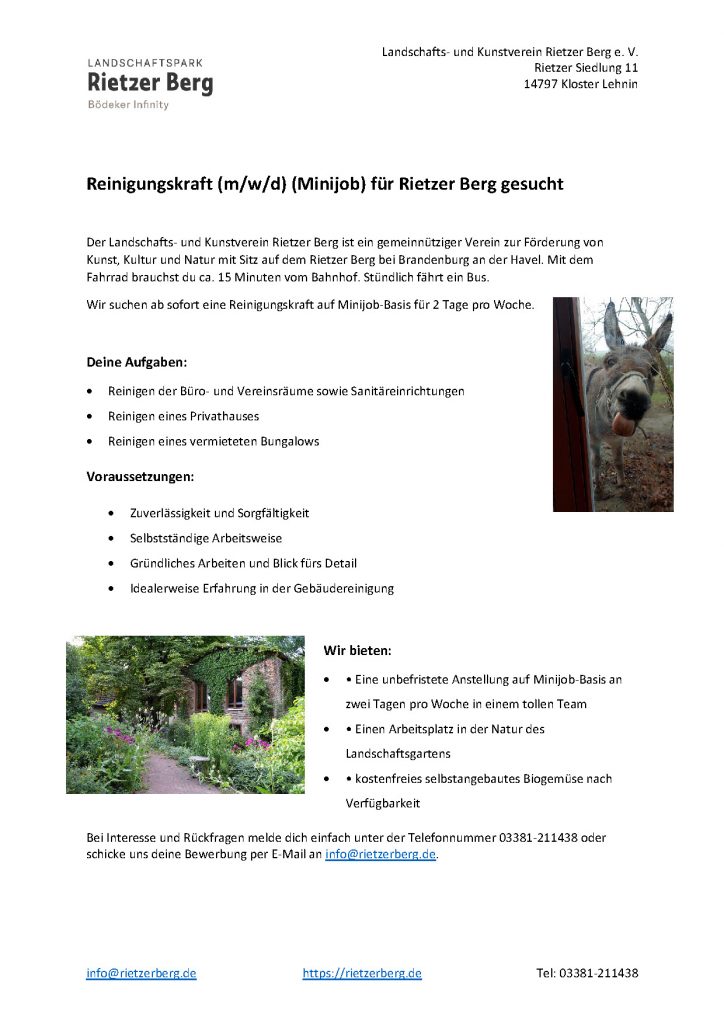 20240522_Stellenausschreibung Reinigungskraft