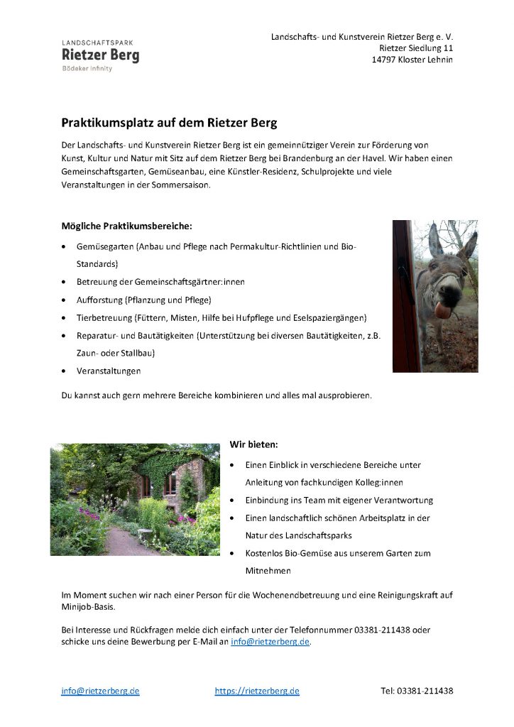 Stellenausschreibung Praktikum